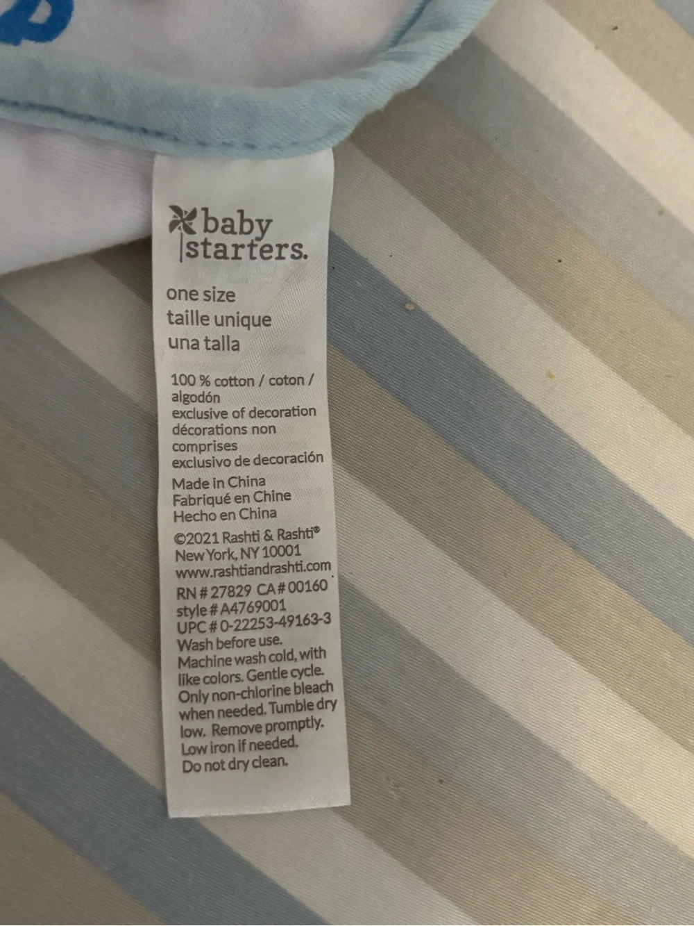 Baby Starters Light Blue and Navy Mother's Day Bib